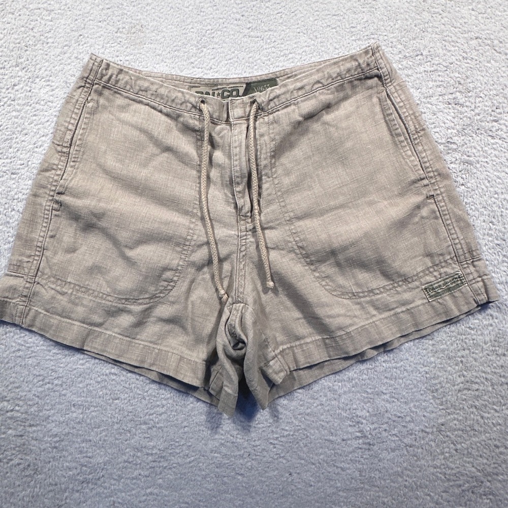 Pal Co Military Issue‎ Linen Blend Shorts Geen Drawstring Pockets Womens